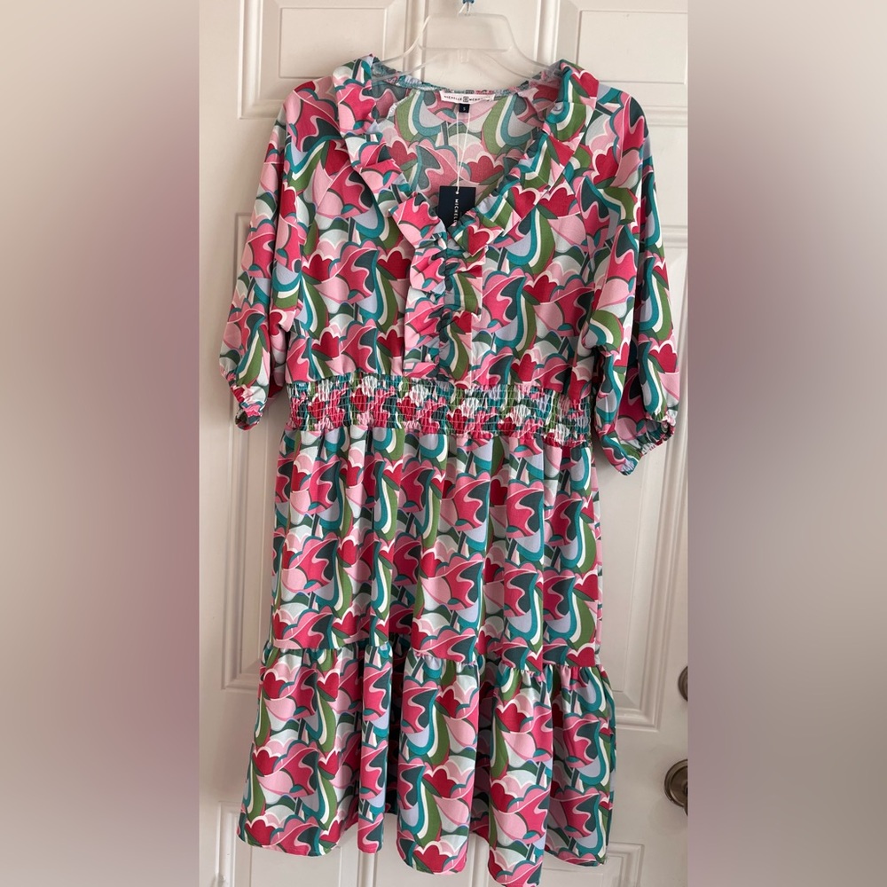 NWT Michelle McDowell Come Away‎ with Me Green Harlow Dress Tiered Women’s S